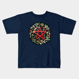 Pagan Witch Yule Wreath Kids T-Shirt